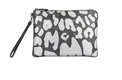 MCM Stark Leopard Print Pouch, Leather, Black, DB, K7044, 3